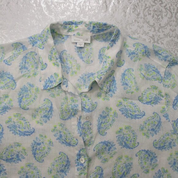 J. JILL Love Linen Button Down Top Size Medium - Picture 6 of 10
